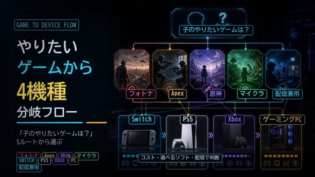 子供のやりたいゲーム別 機種選択フローチャート