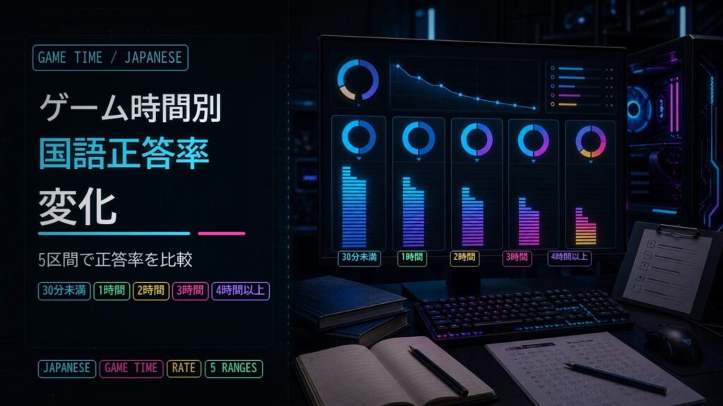 ゲーム時間と中学生の学力正答率の相関
