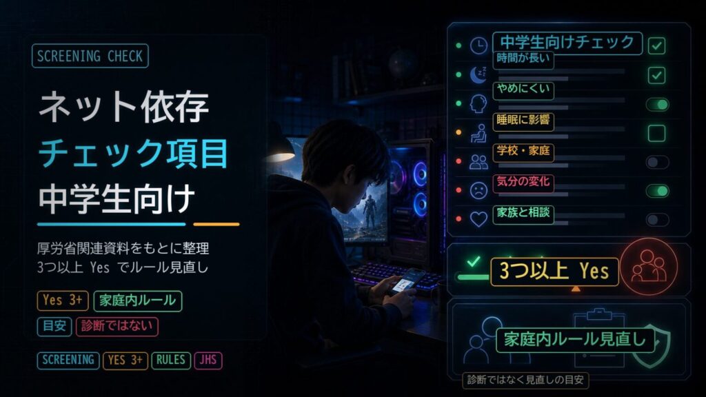 中学生用 ゲーム依存セルフチェック 8 項目